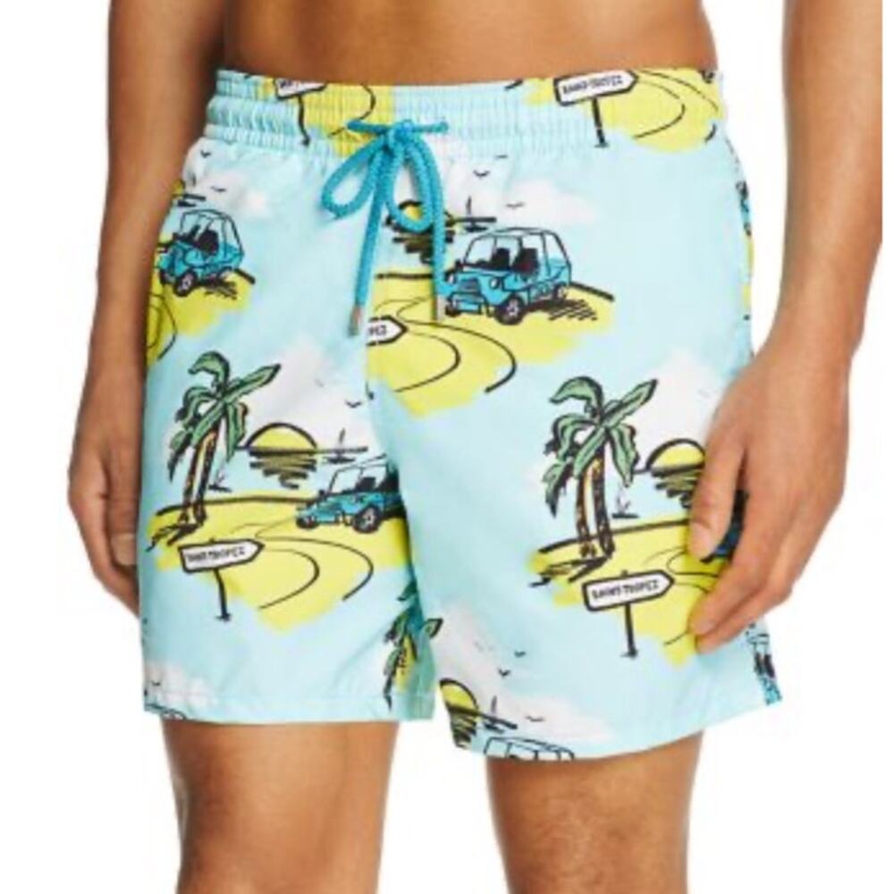 Vilebrequin Saint Tropez Palm Tree Swim Trunks Size XXL
